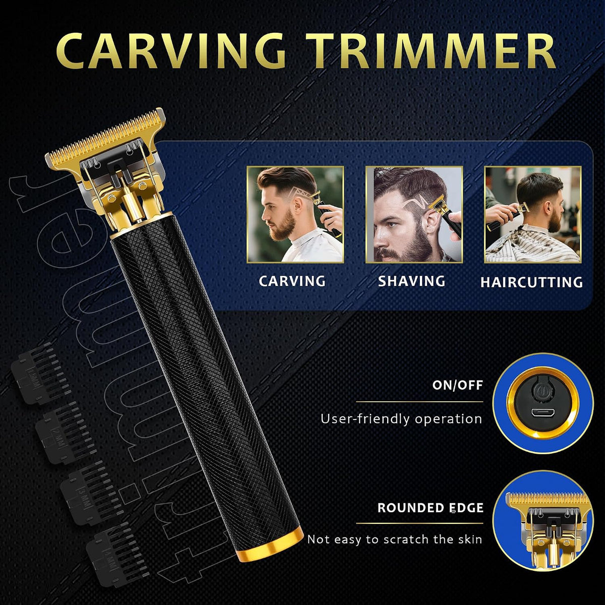 Hair Clippers for Men with LED Display, 4-Piece Cordless Grooming Kit with Hair Clipper, Beard Trimmer, Foil Shaver & Nose Trimmer, Complete Set for Home Barber