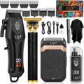 Hair Clippers for Men with LED Display, 4-Piece Cordless Grooming Kit with Hair Clipper, Beard Trimmer, Foil Shaver & Nose Trimmer, Complete Set for Home Barber