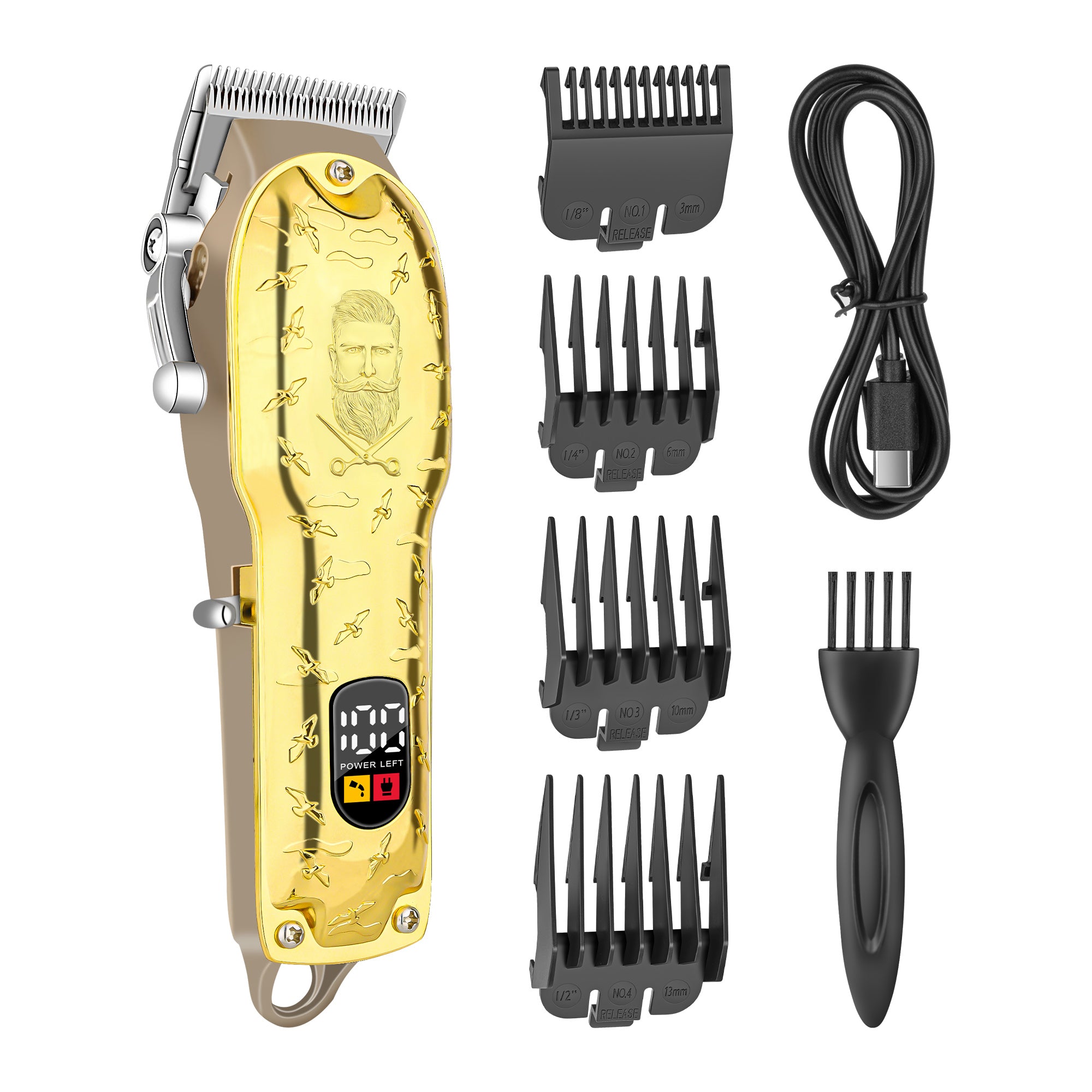 Full Gold Embossed Digital Hair Clipper