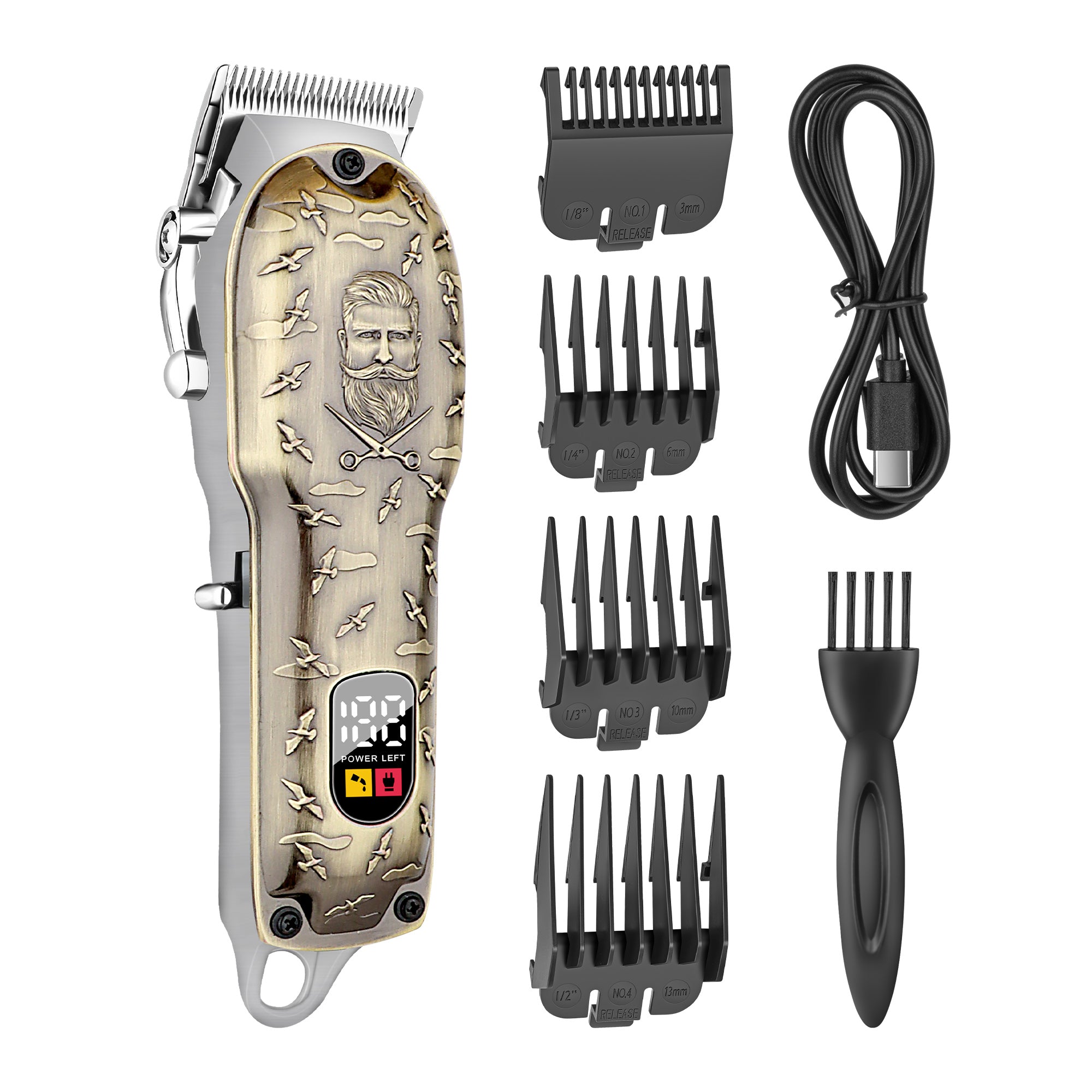 Retro Bronze Relief Digital Hair Clipper