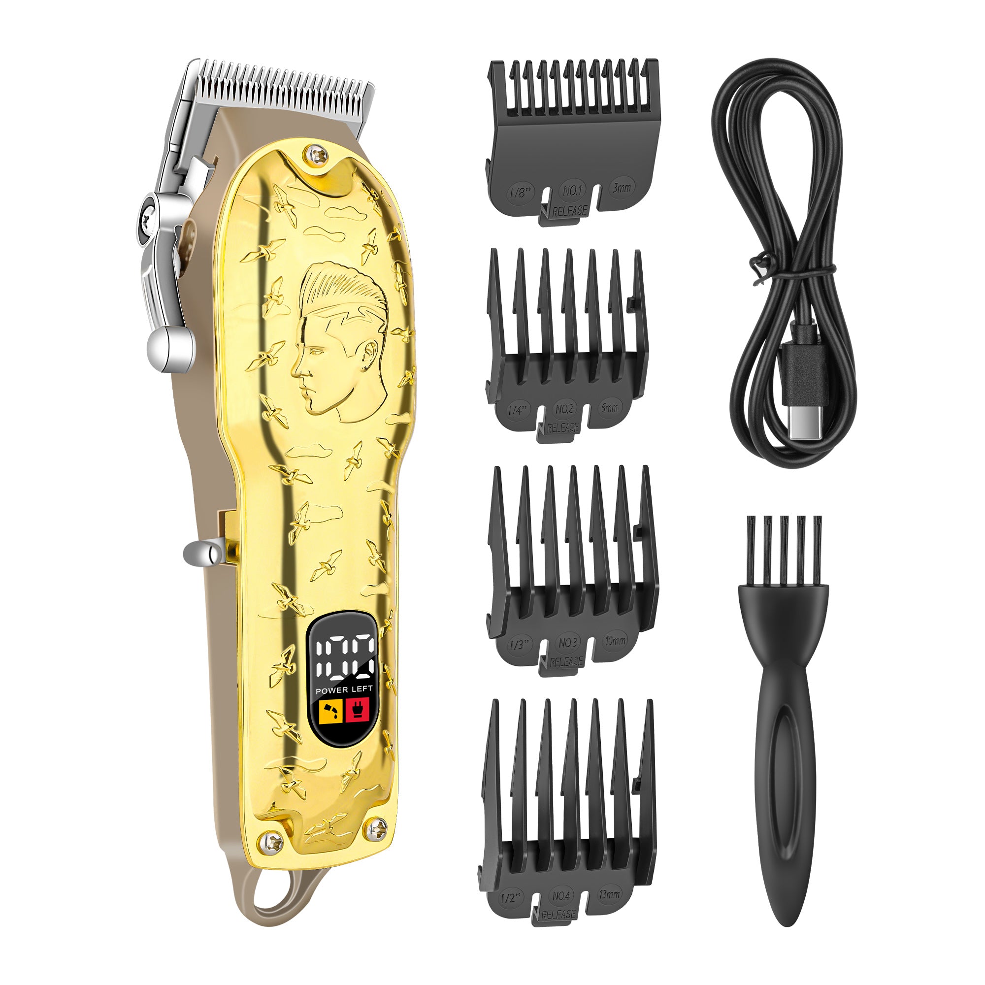 Full Gold Embossed Digital Hair Clipper
