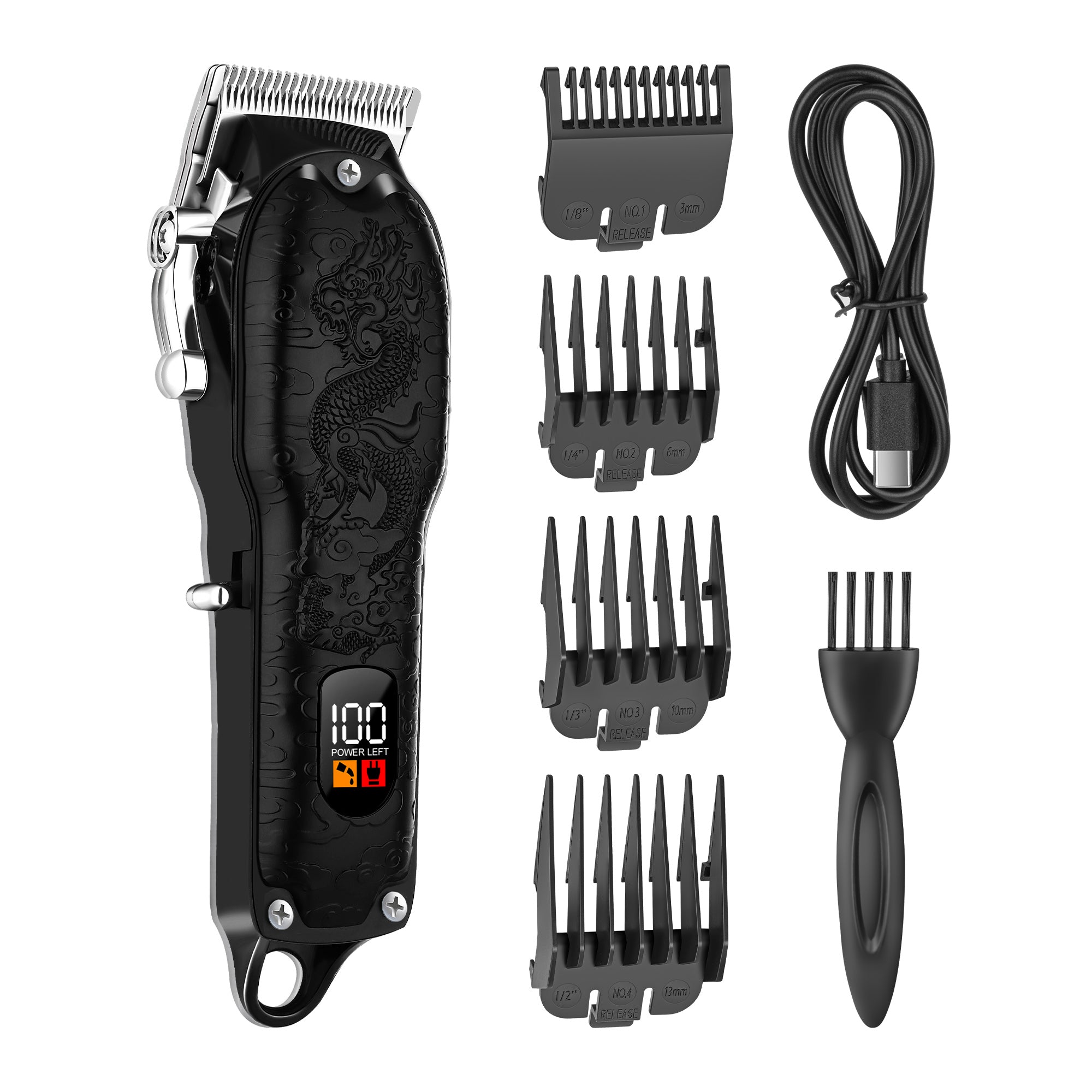 Matte Black Patterned Digital Hair Clipper