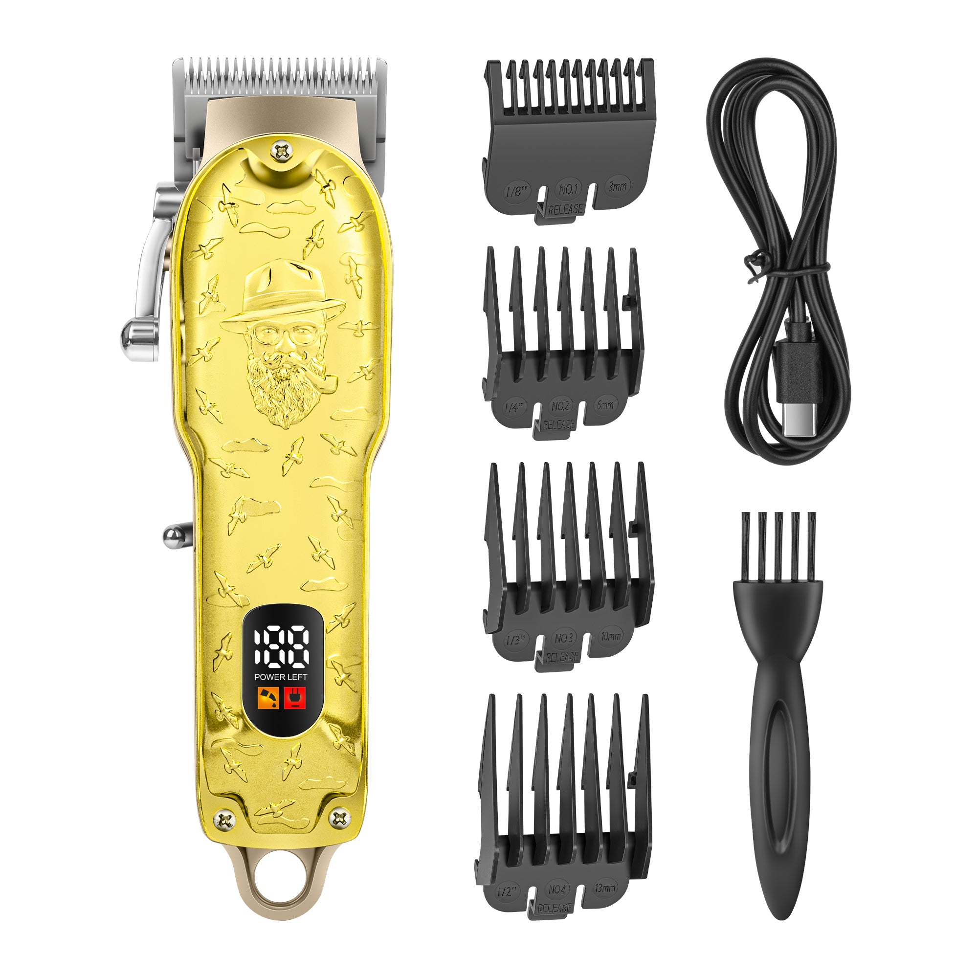 Full Gold Embossed Digital Hair Clipper