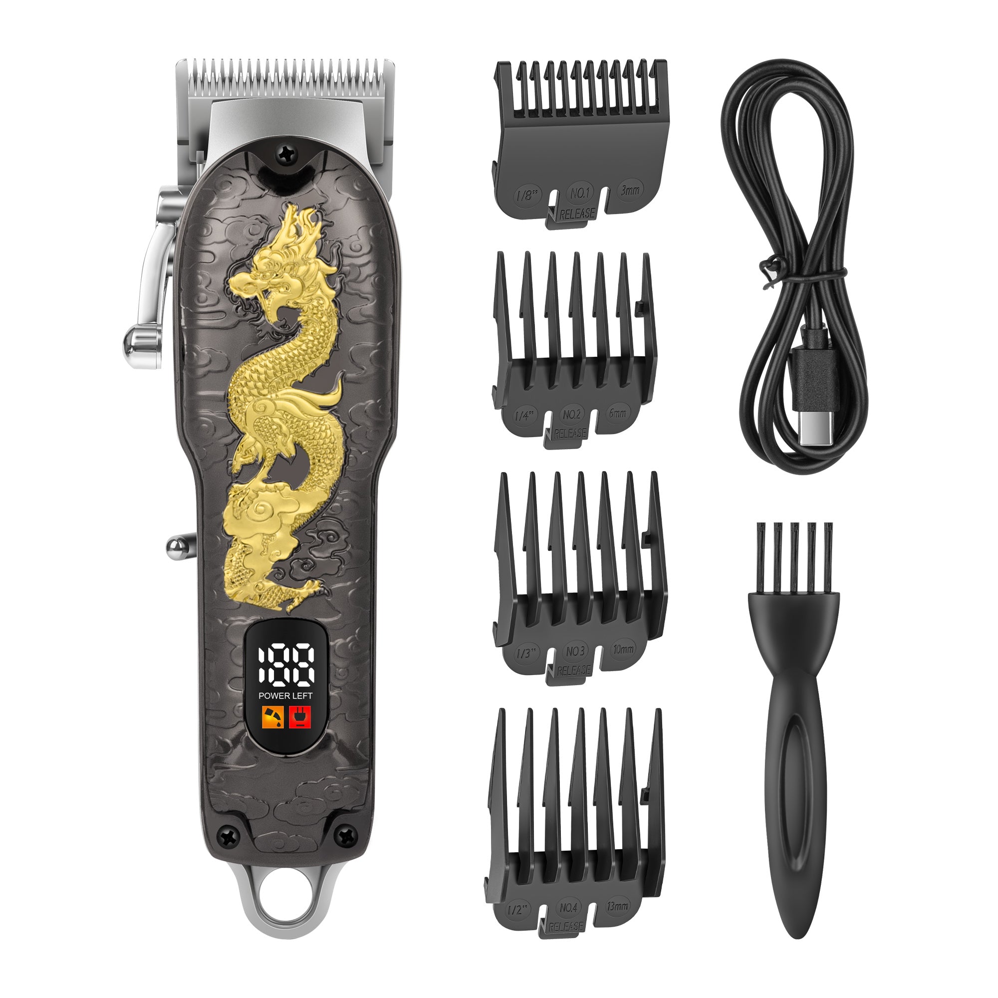 Black Base Gold Carved Digital Hair Clipper