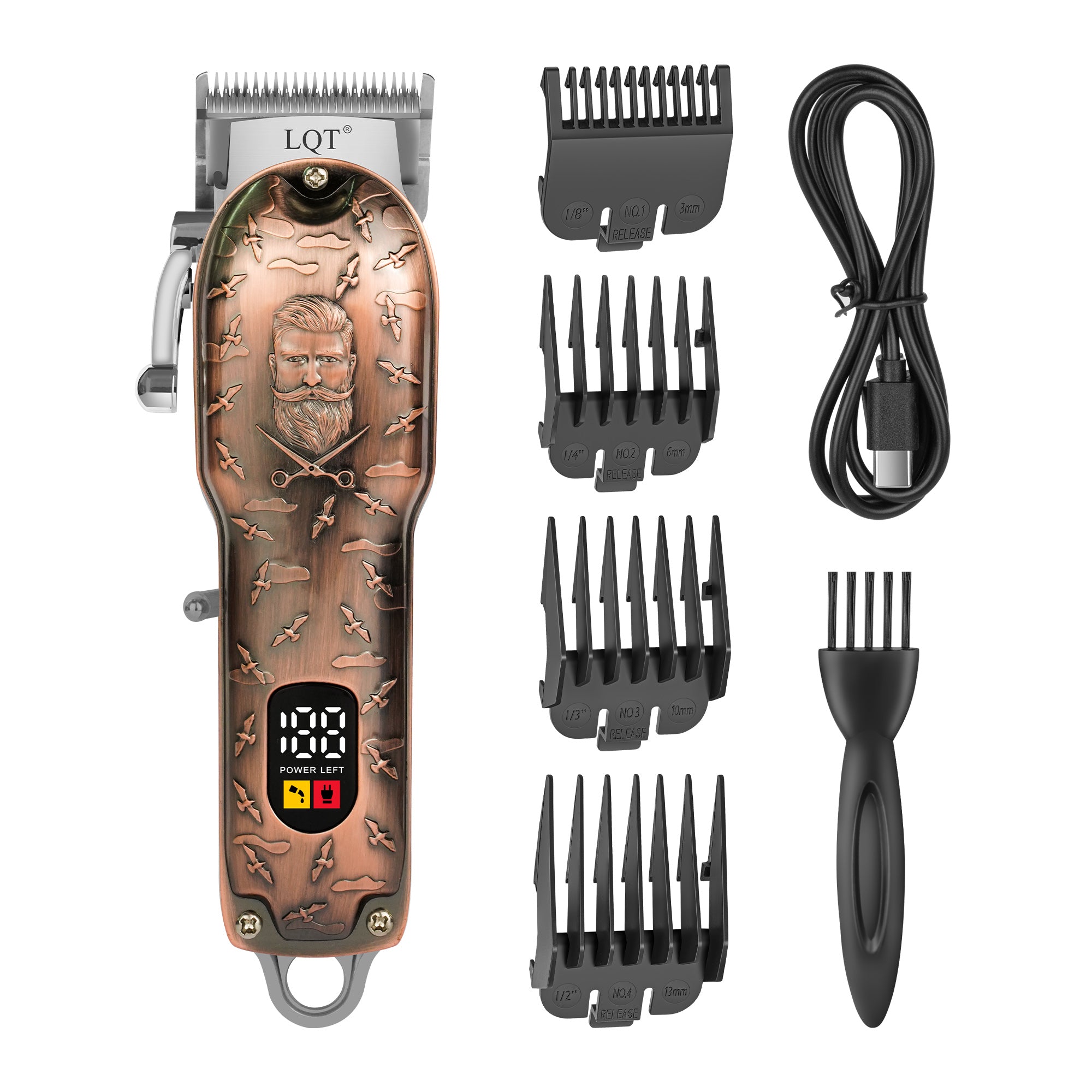 Retro Red Copper Sculpted Digital Hair Clipper