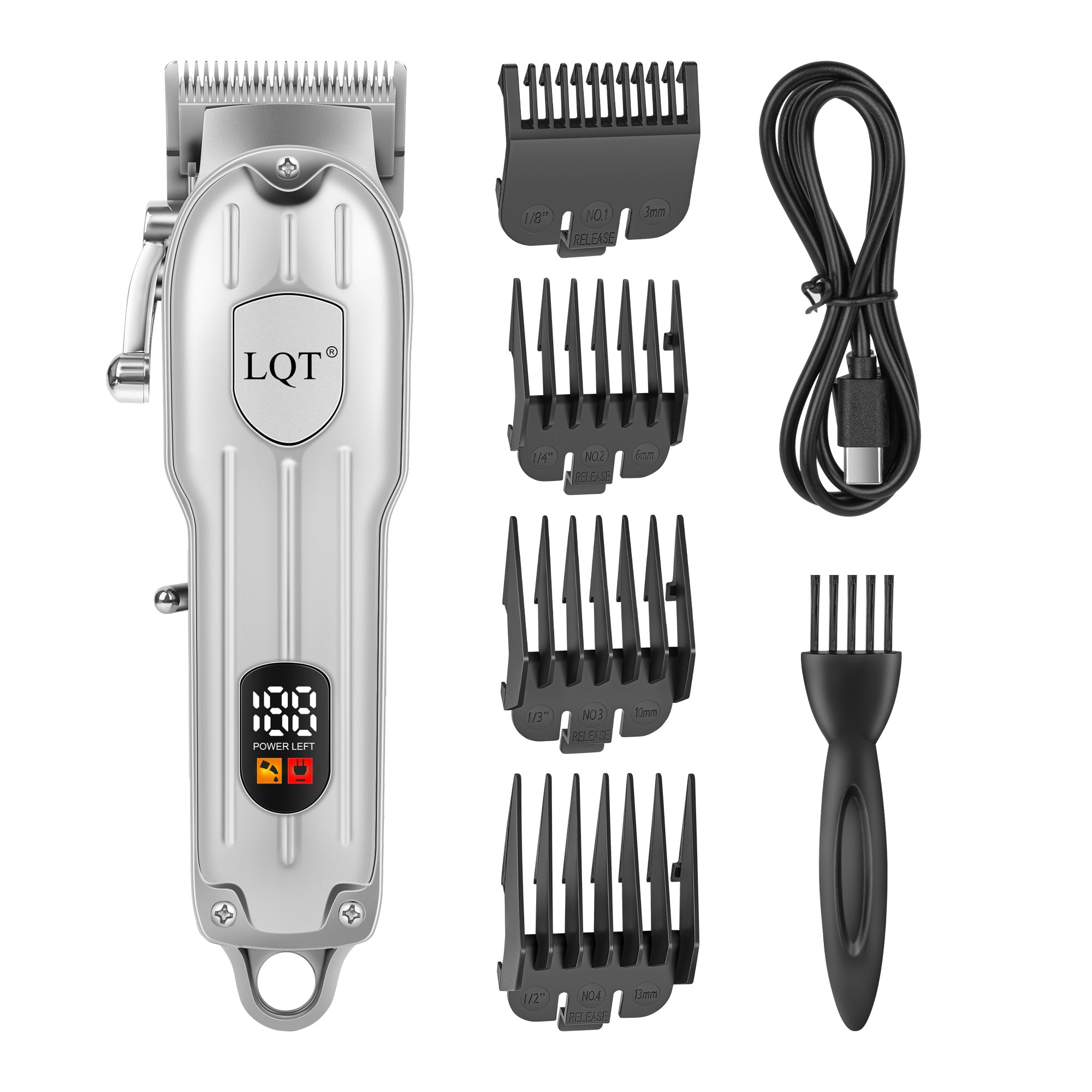 Three-Color Glossy Logo Digital Hair Clipper