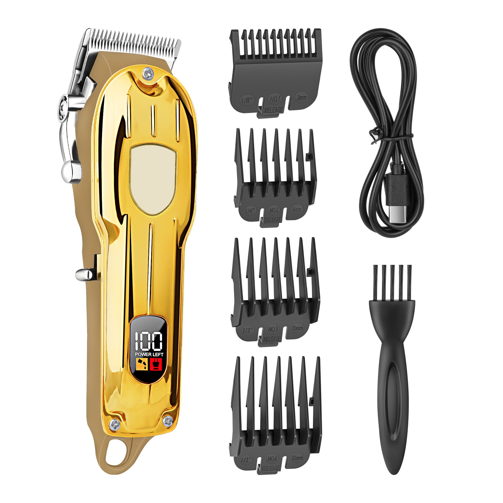 Three-Color Glossy Logo Digital Hair Clipper