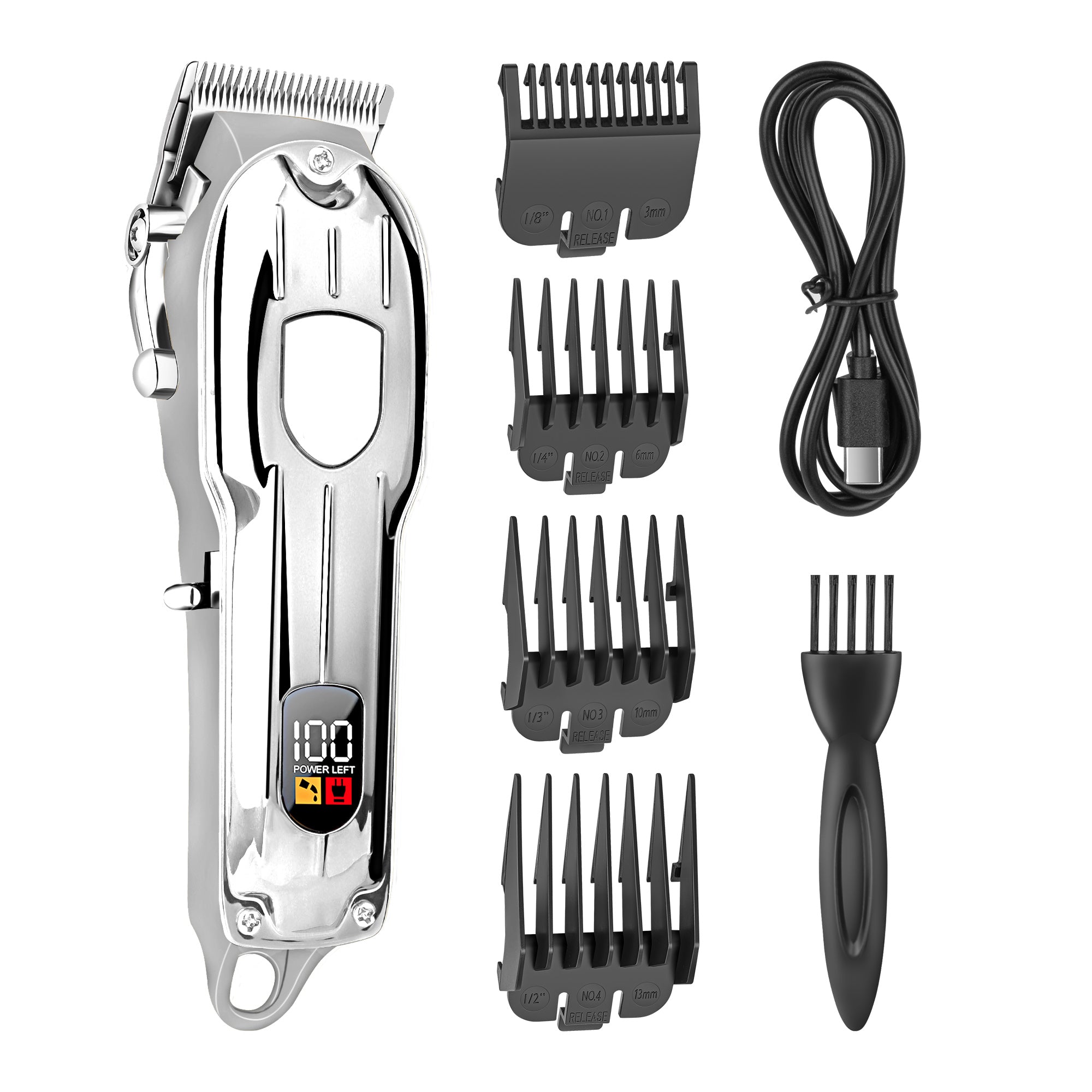 Three-Color Glossy Logo Digital Hair Clipper