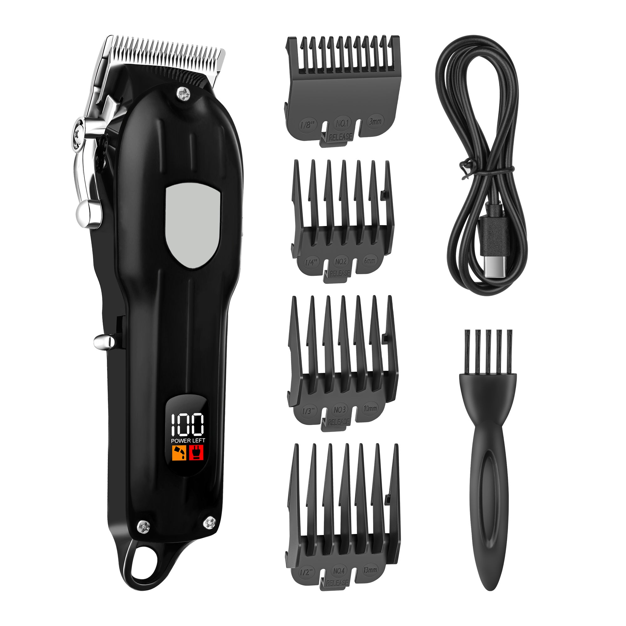 Three-Color Glossy Logo Digital Hair Clipper