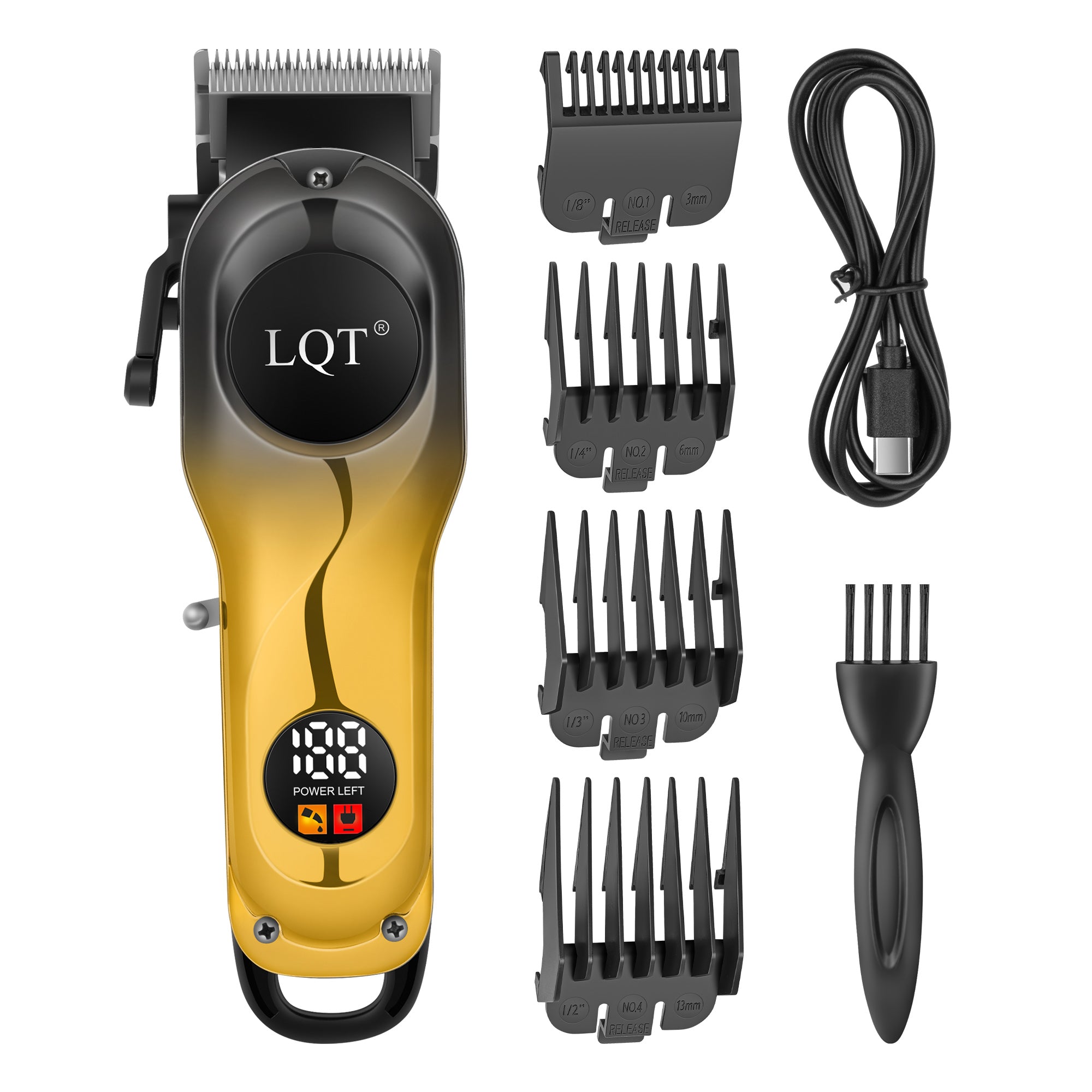 Black-Gold Gradient Logo Digital Hair Clipper