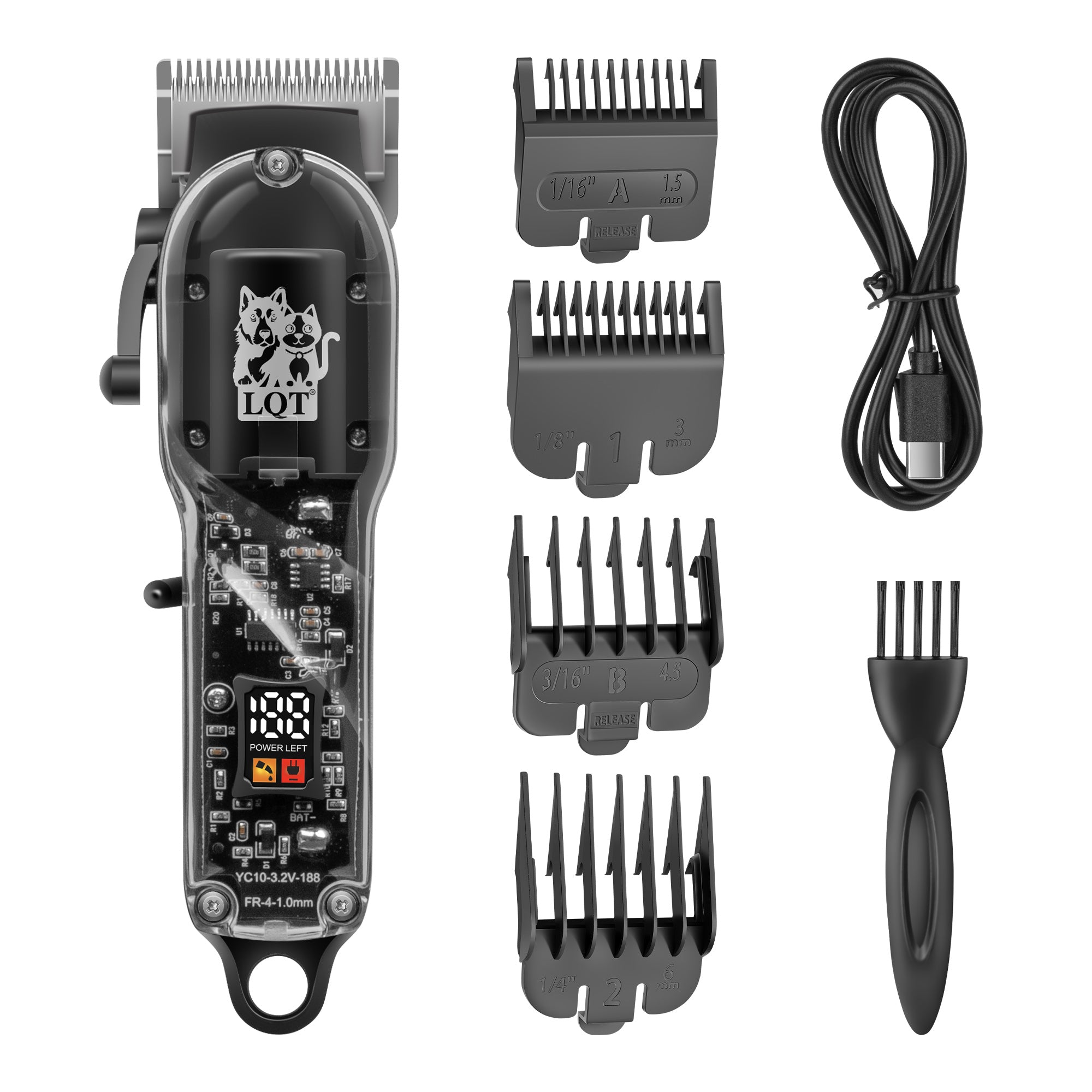 Transparent Body Pet Logo Digital Hair Clipper