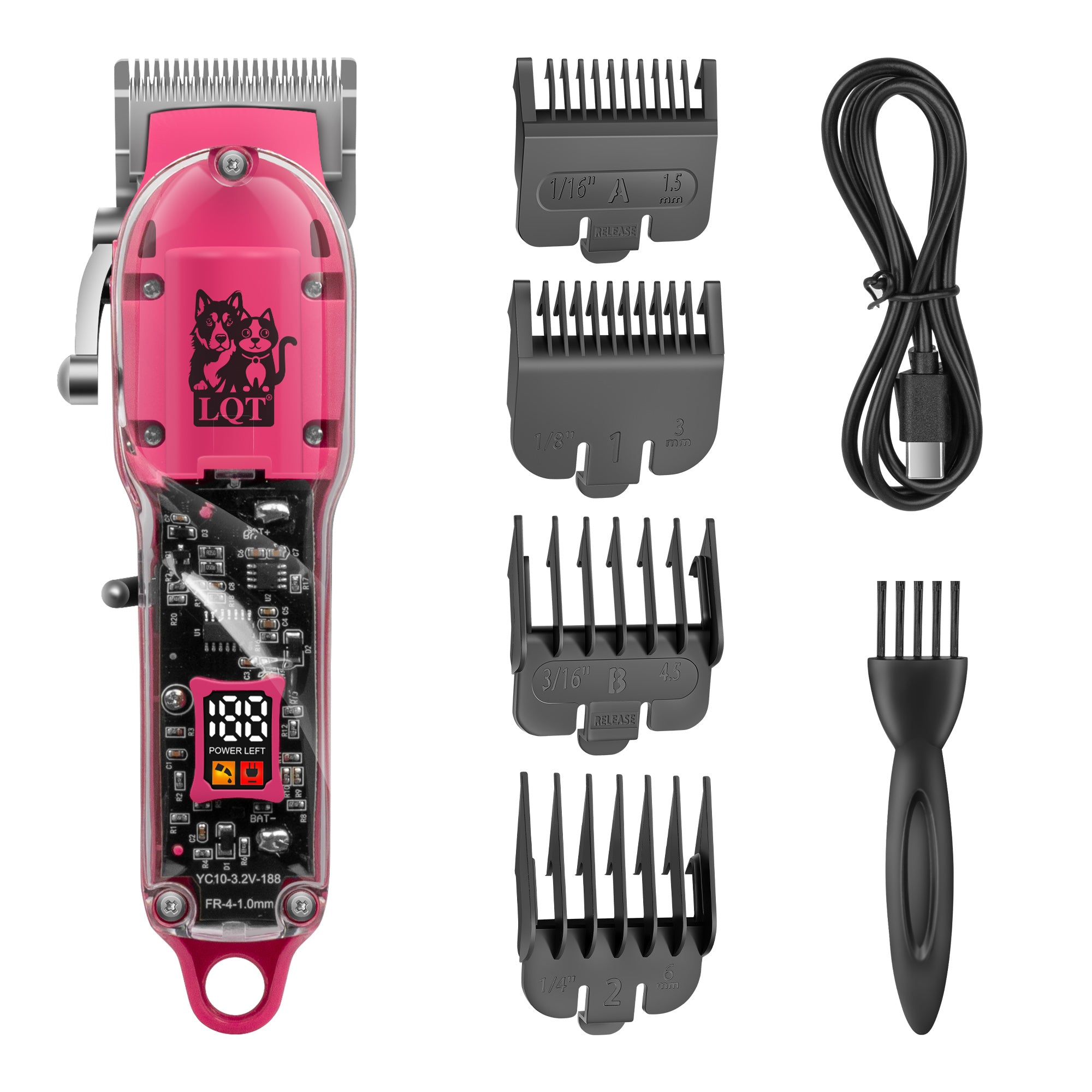 Transparent Body Pet Logo Digital Hair Clipper