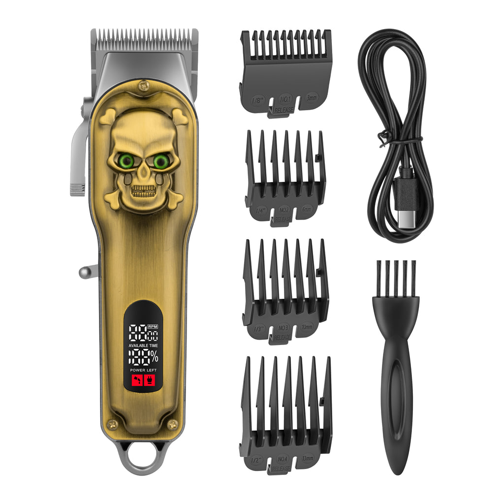 Skull-shaped Digital Display Hair Clipper