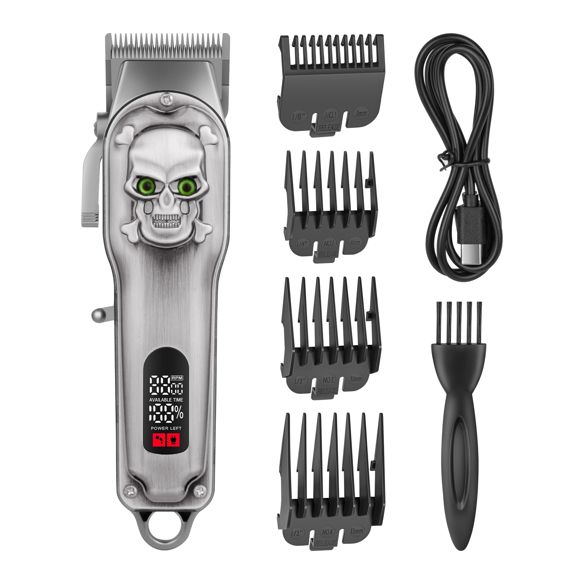 Skull-shaped Digital Display Hair Clipper
