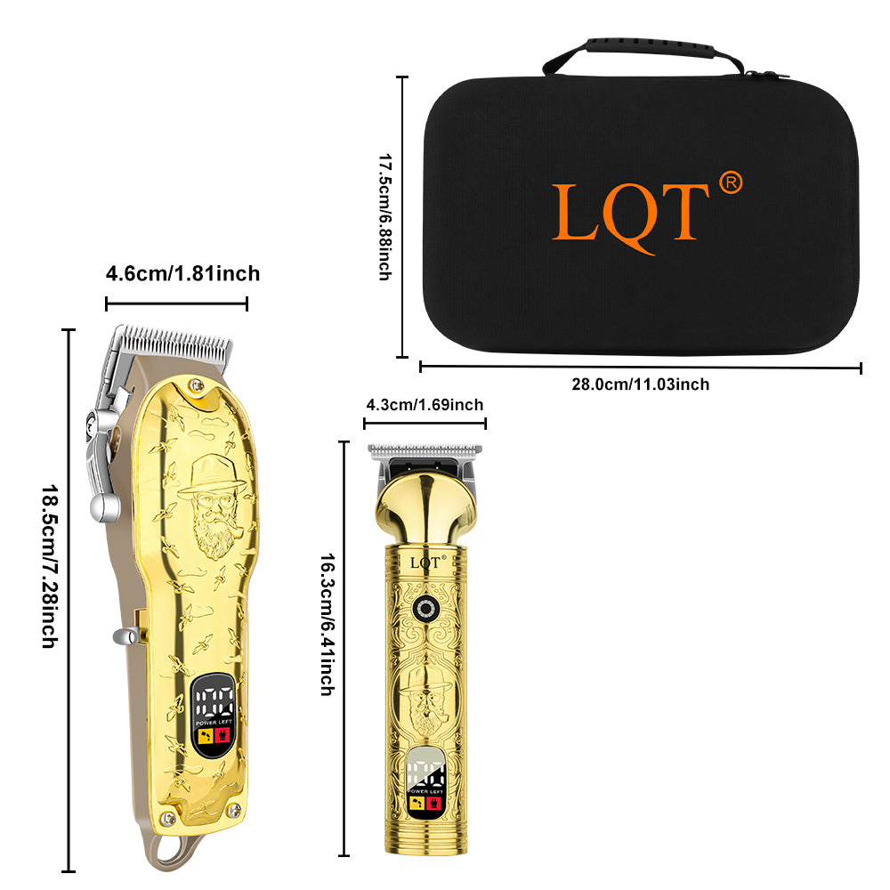LQT Opulent Vintage-Gold Gentleman-Embossed Full-Tool 6in1 Grooming Kit