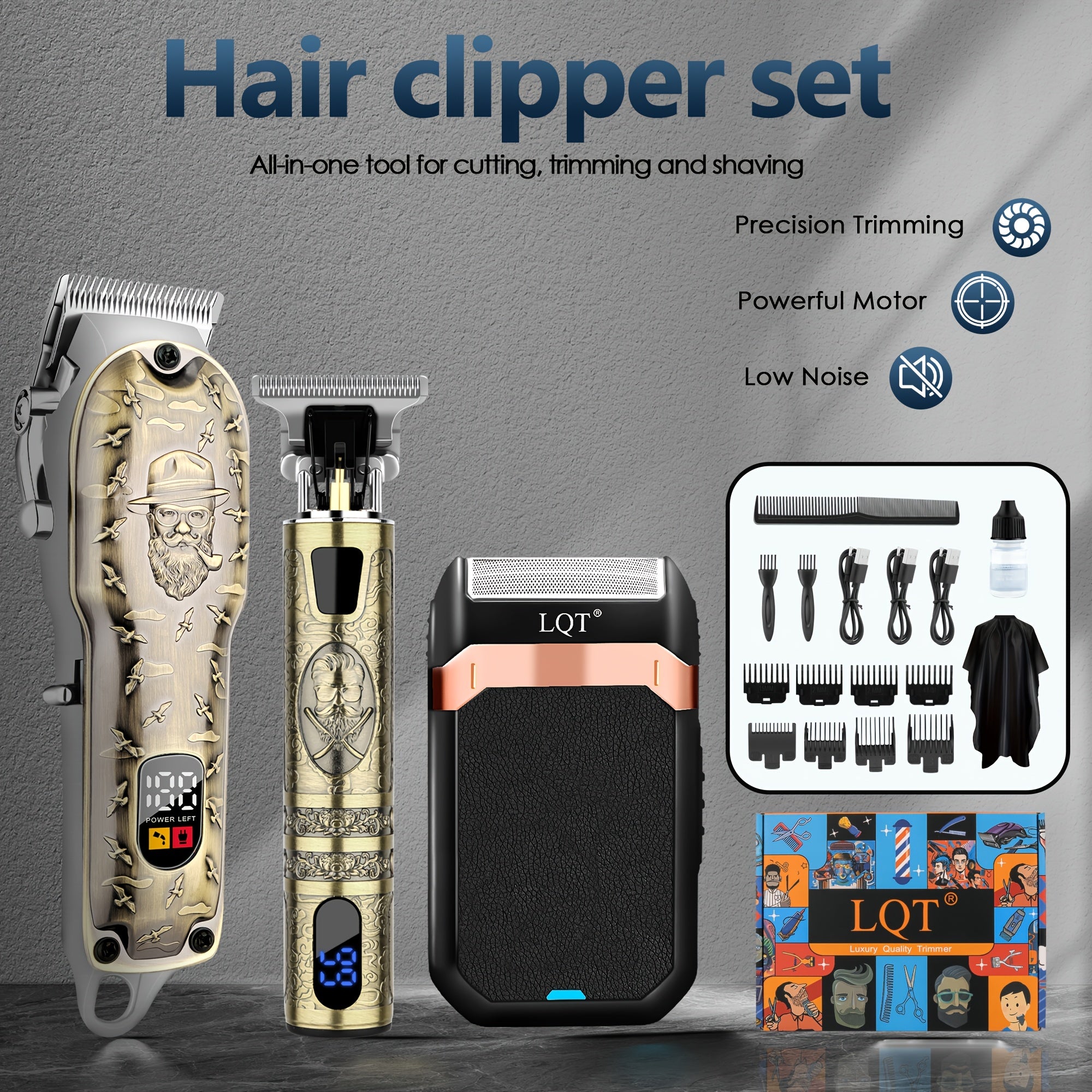 LQT 2pcs/3pcs Men'S Electric Hair Clipper