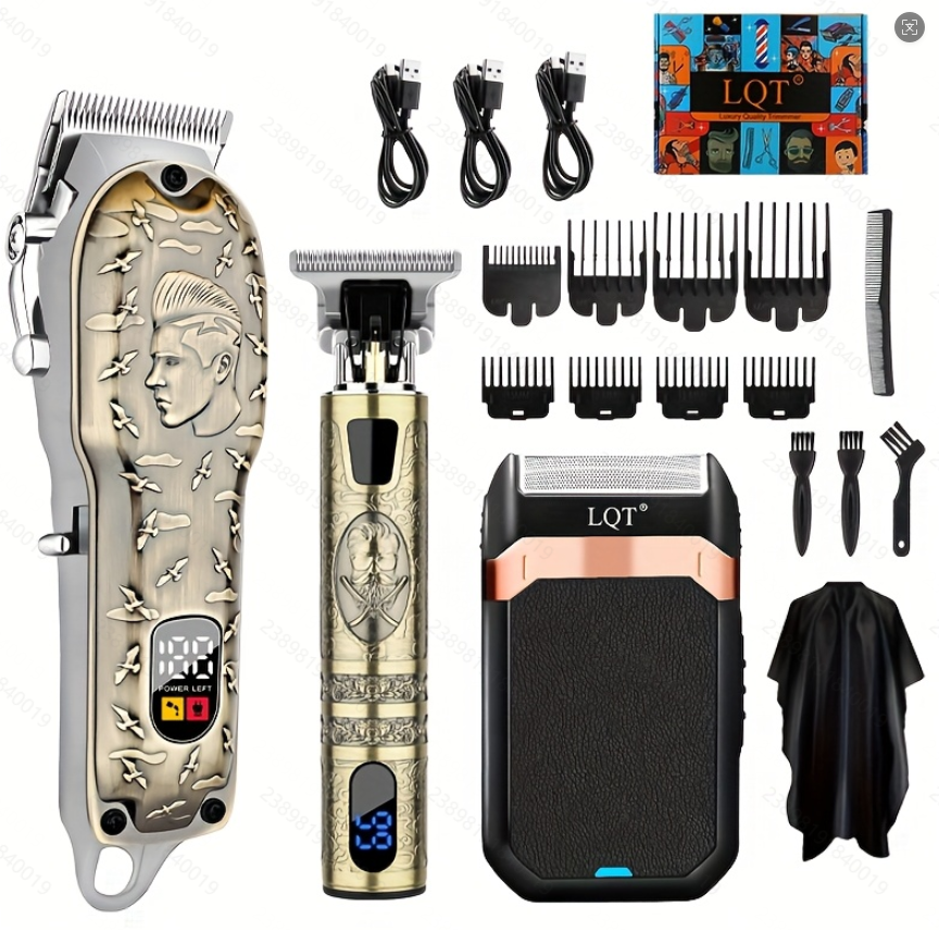 LQT Opulent Vintage-Bronze Stylist-Emblem Full-Tool Grooming Kit