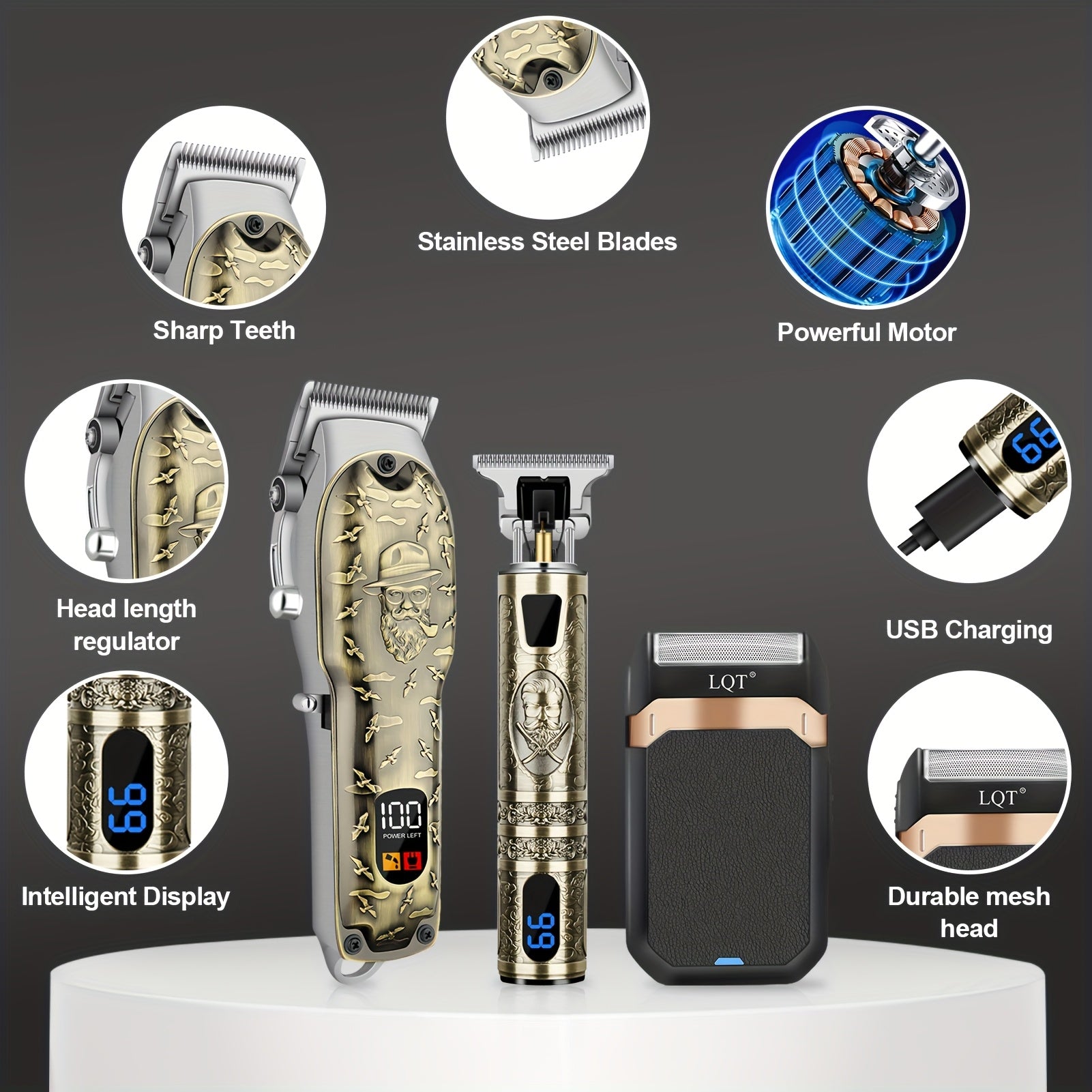 LQT 2pcs/3pcs Men'S Electric Hair Clipper