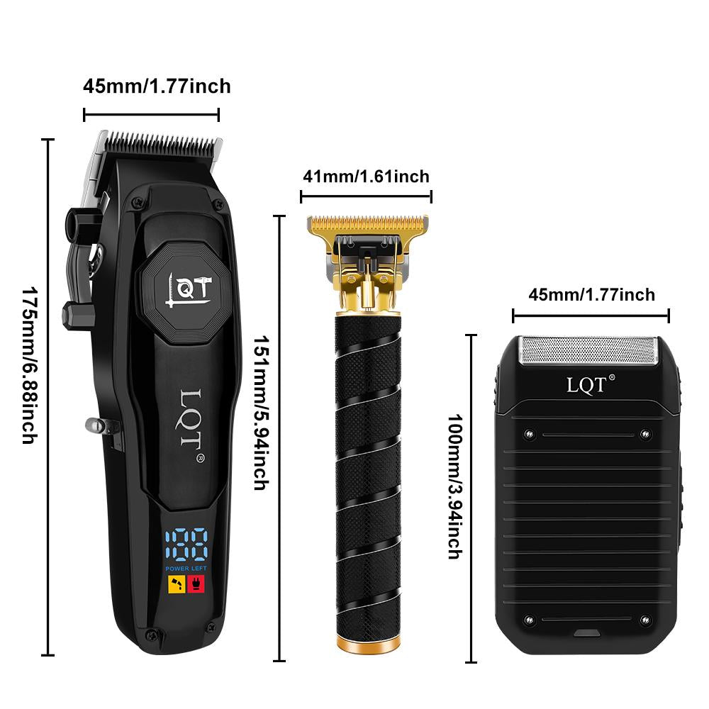 LQT Opulent Black Emblem Textured Professional Grooming Kit