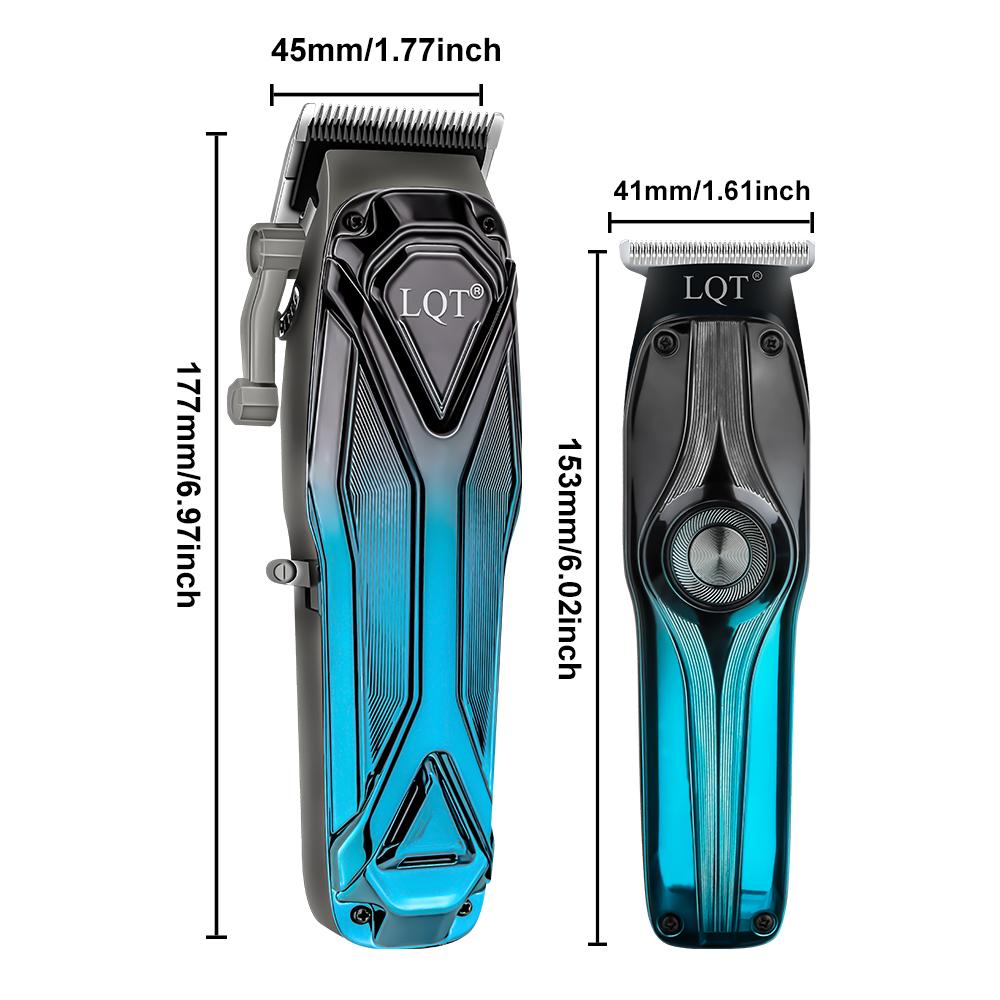 LQT Opulent Blue-Black Gradient Geometric-Texture Dual-Clipper Grooming Kit