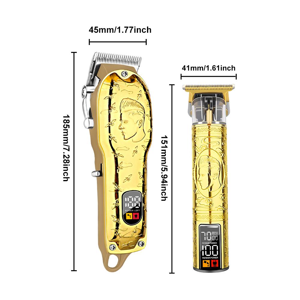 LQT Opulent Gilded Stylist-Embossed Dual-Digital Clipper Grooming Kit