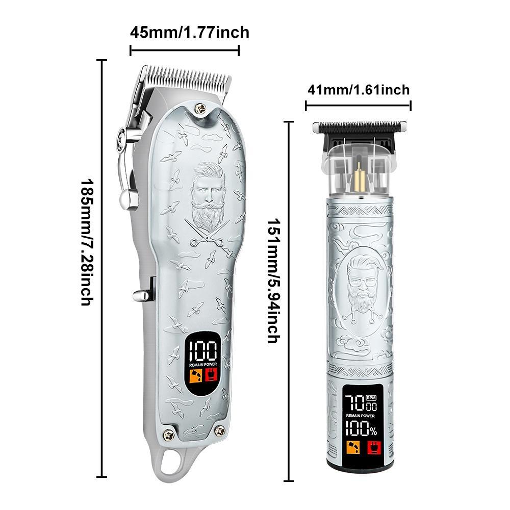 LQT Opulent Silver Stylist-Pattern Dual-Unit Professional Grooming Set