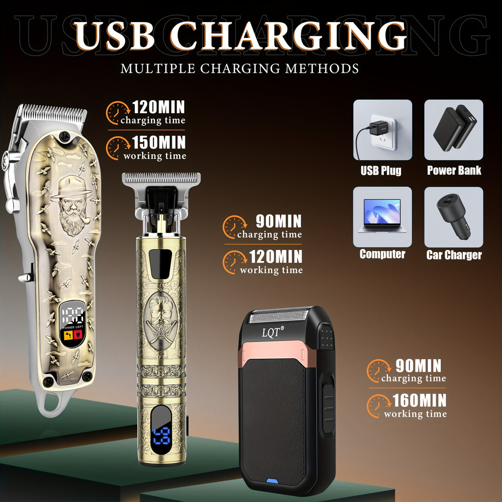 LQT 2pcs/3pcs Men'S Electric Hair Clipper