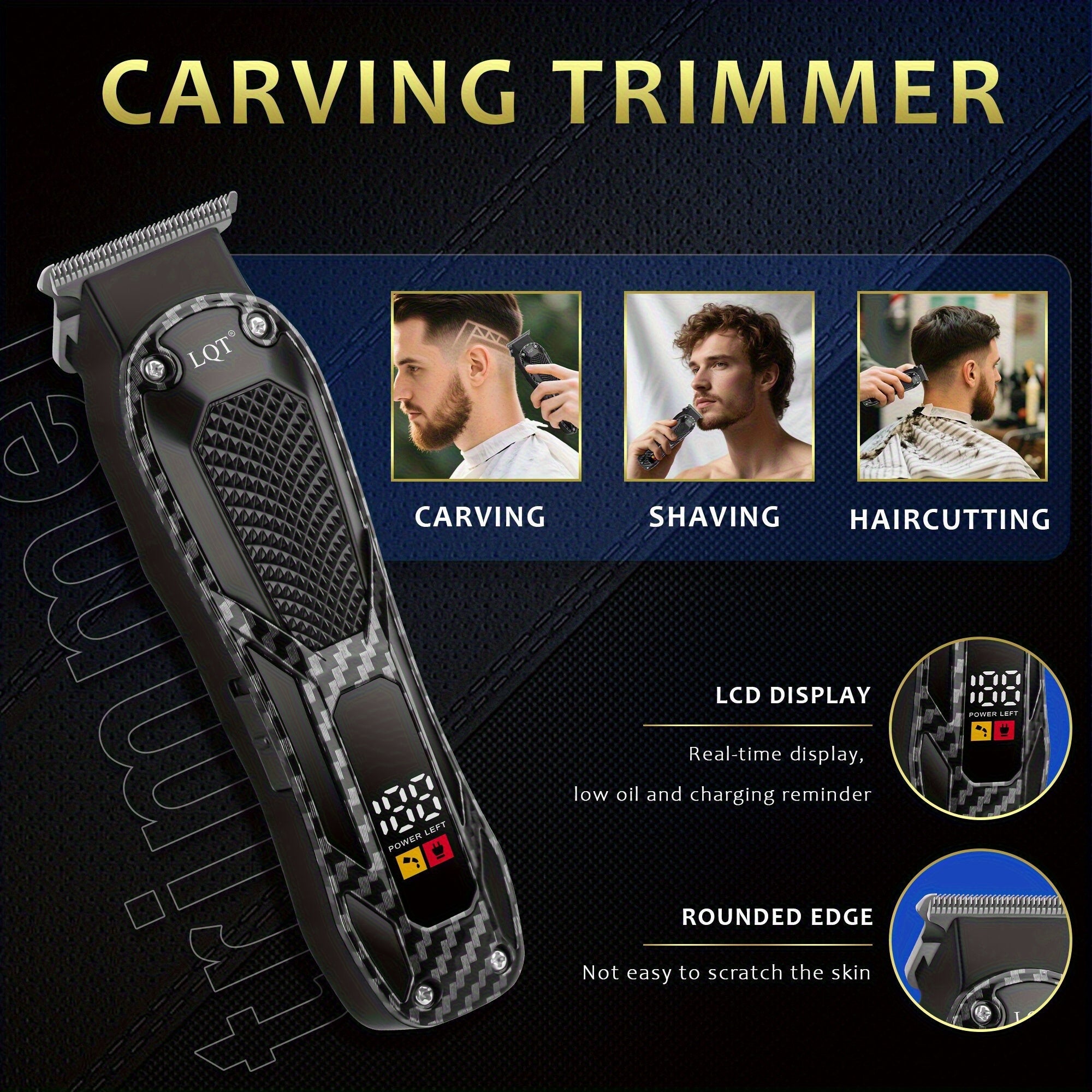 LQT Men'S Professional Electric Haircut Clippers | LED Digital Display
