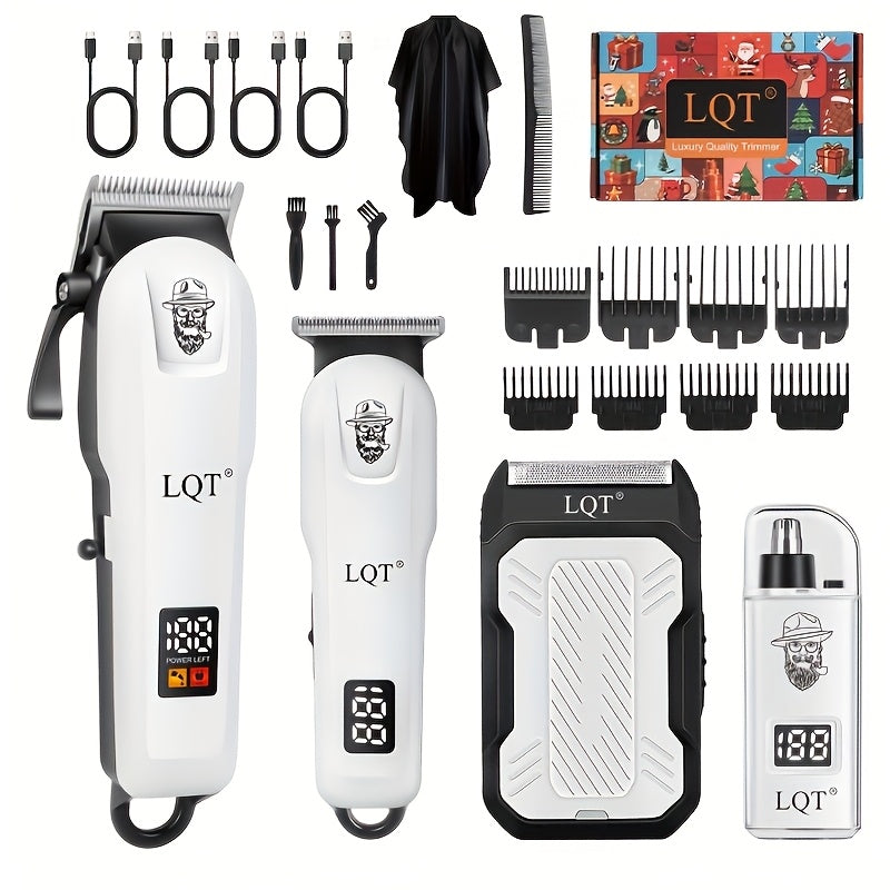LQT 2pcs/3pcs/4pcs Men'S White Electric Hair Clipper Set