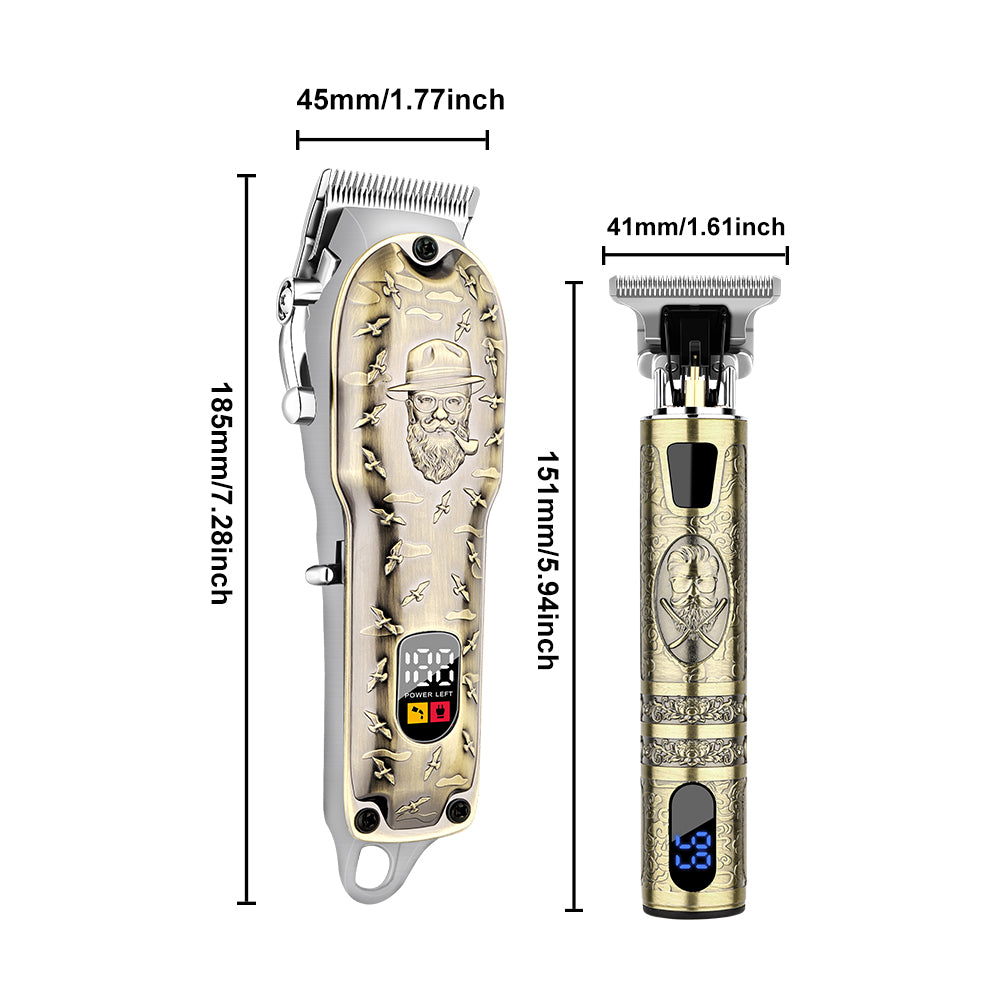 LQT Opulent Vintage-Bronze Gentleman-Embossed Dual-Digital Grooming Kit