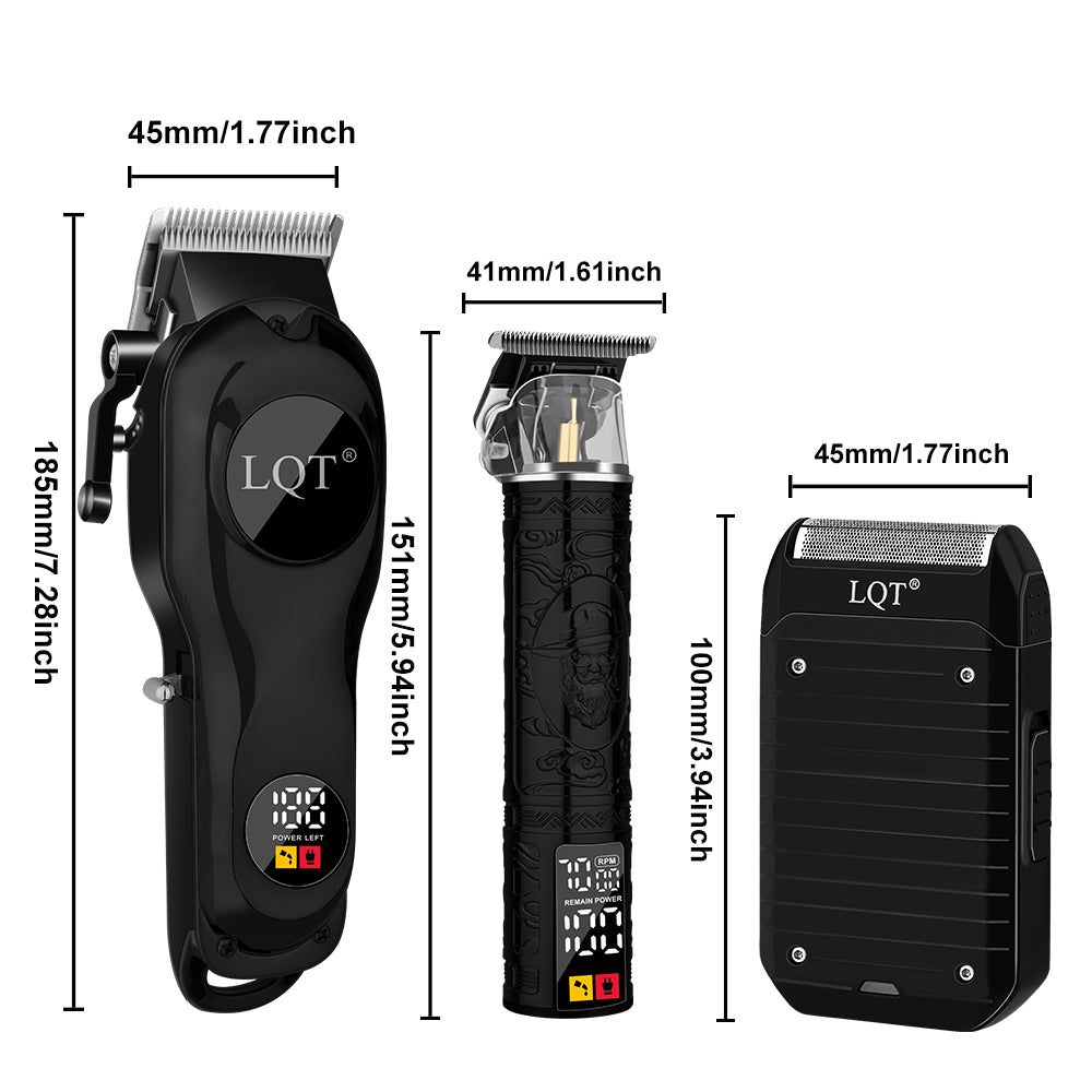 LQT Opulent Matte Black Hidden-Embossed Gentleman Grooming Kit