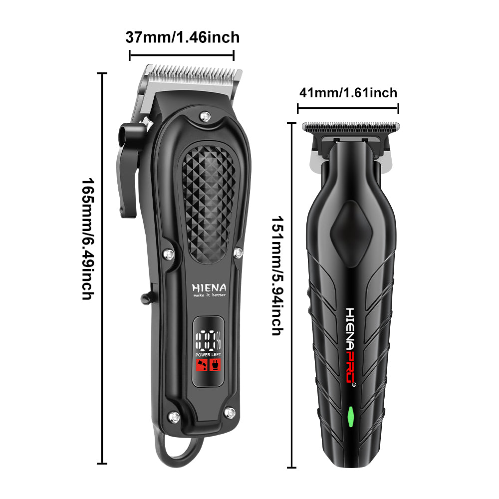Opulent All-Black Diamond-Texture Dual-Digital Clipper Grooming Kit