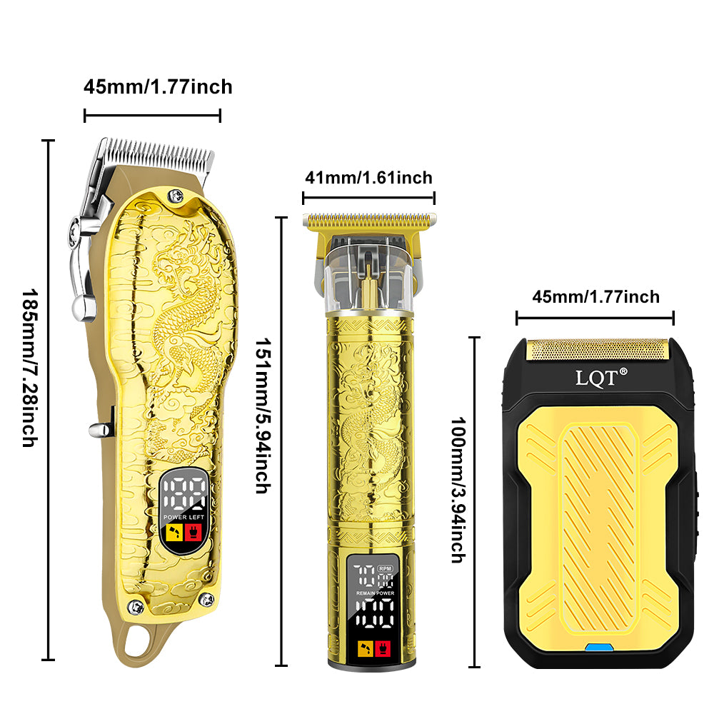 LQT Luxury Gold-Plated Dragon Design Men's Grooming Set