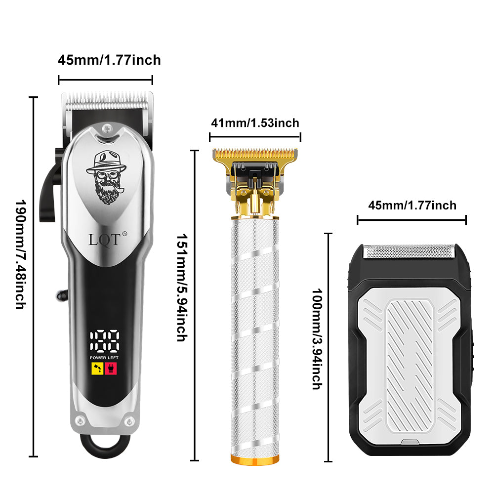 LQT Opulent Silver Retro Bearded-Gentleman Embossed Grooming Kit
