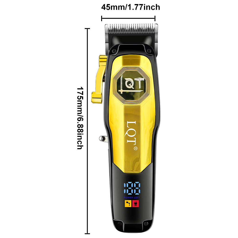 LQT Opulent Black-Gold Contrast Brand-Emblem Digital Clipper Grooming Kit