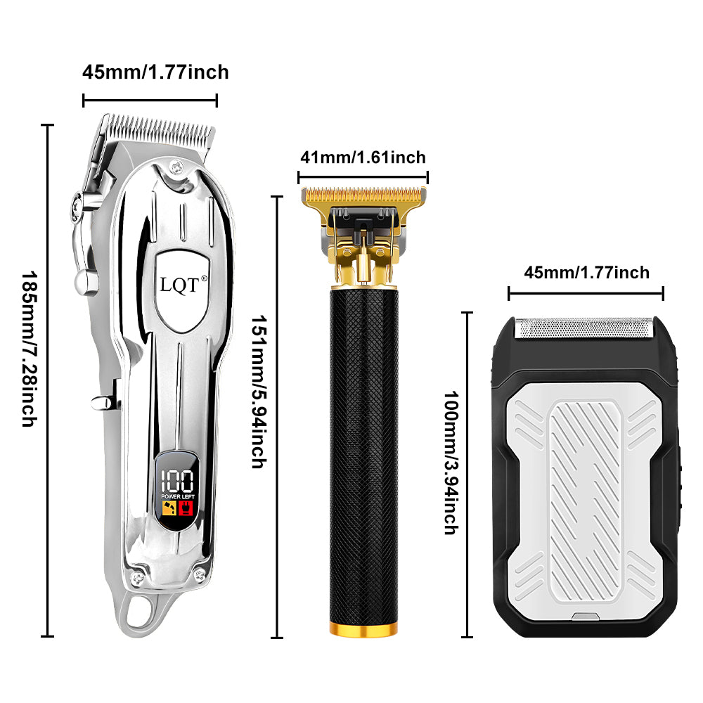 LQT Opulent Silver Textured Professional Men's Grooming Kit