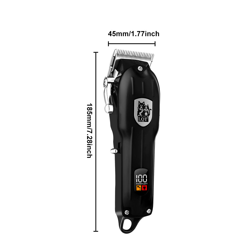 LQT Opulent All-Black Pet-Emblem Pet Grooming Clipper Kit