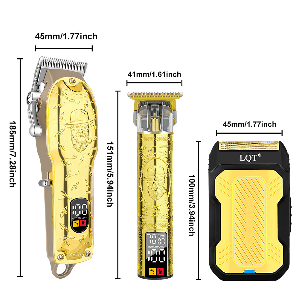 LQT Luxury Gold-Plated Pipe Design Men's Grooming Set