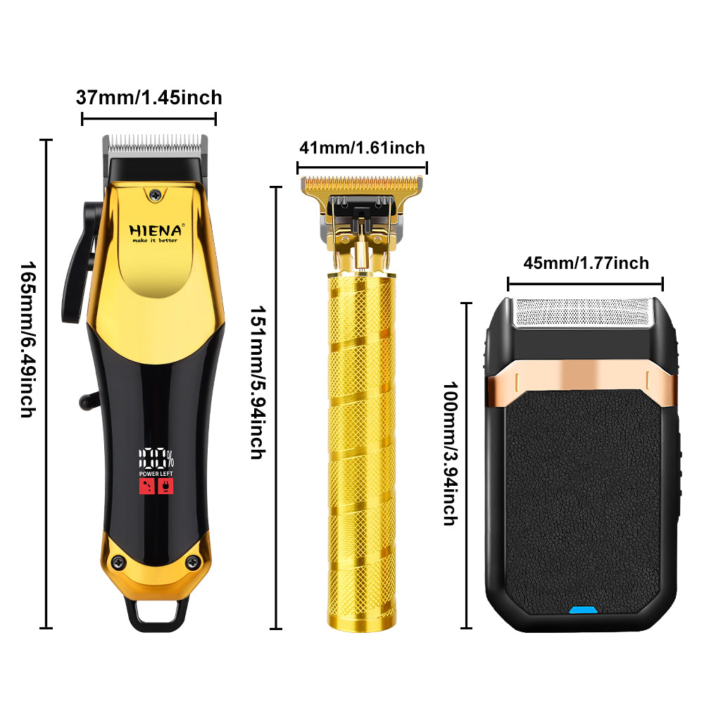 HIENA Opulent Gilded Ribbed-Body Professional Grooming Kit