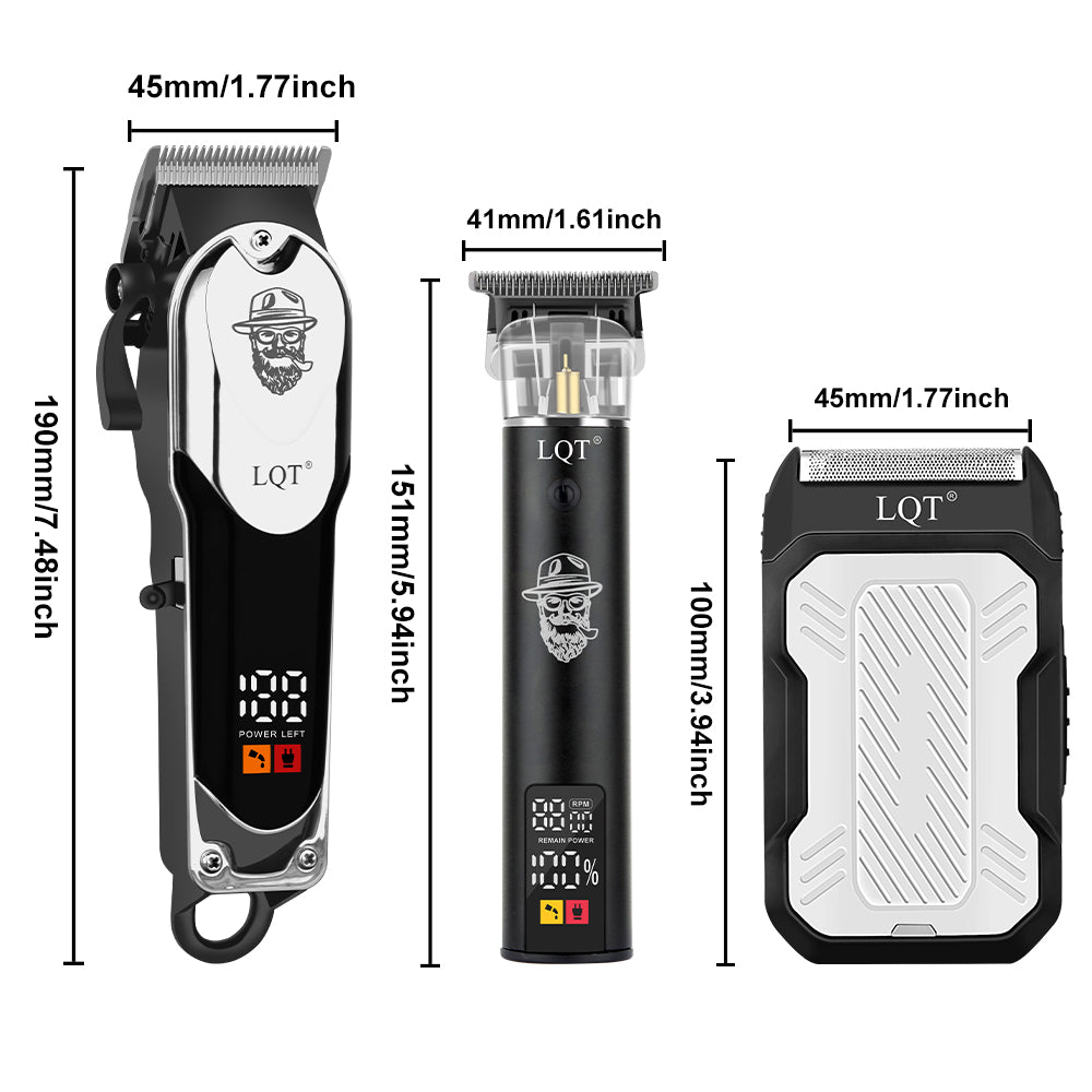 LQT Black-Silver Retro All-In-One Grooming Kit