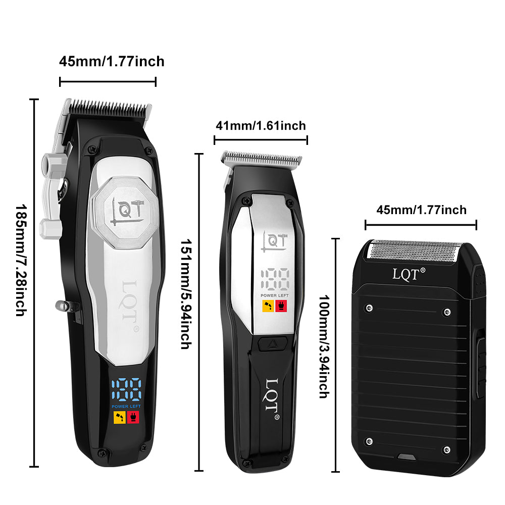 LQT Opulent Silver-Black Geometric Dual-Unit Grooming Kit