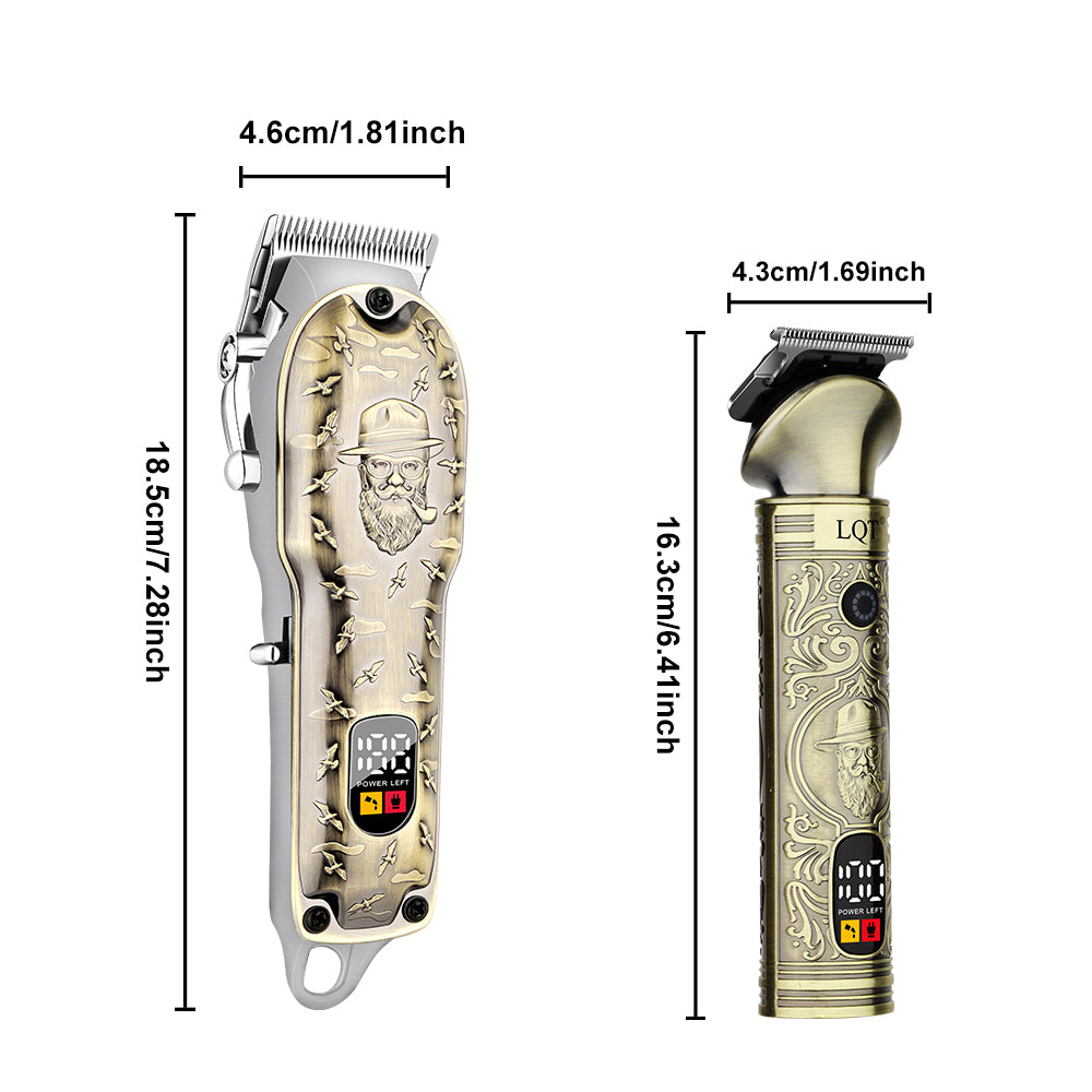 LQT Opulent Vintage-Bronze Gentleman-Embossed Full-Tool 6in1 Grooming Kit