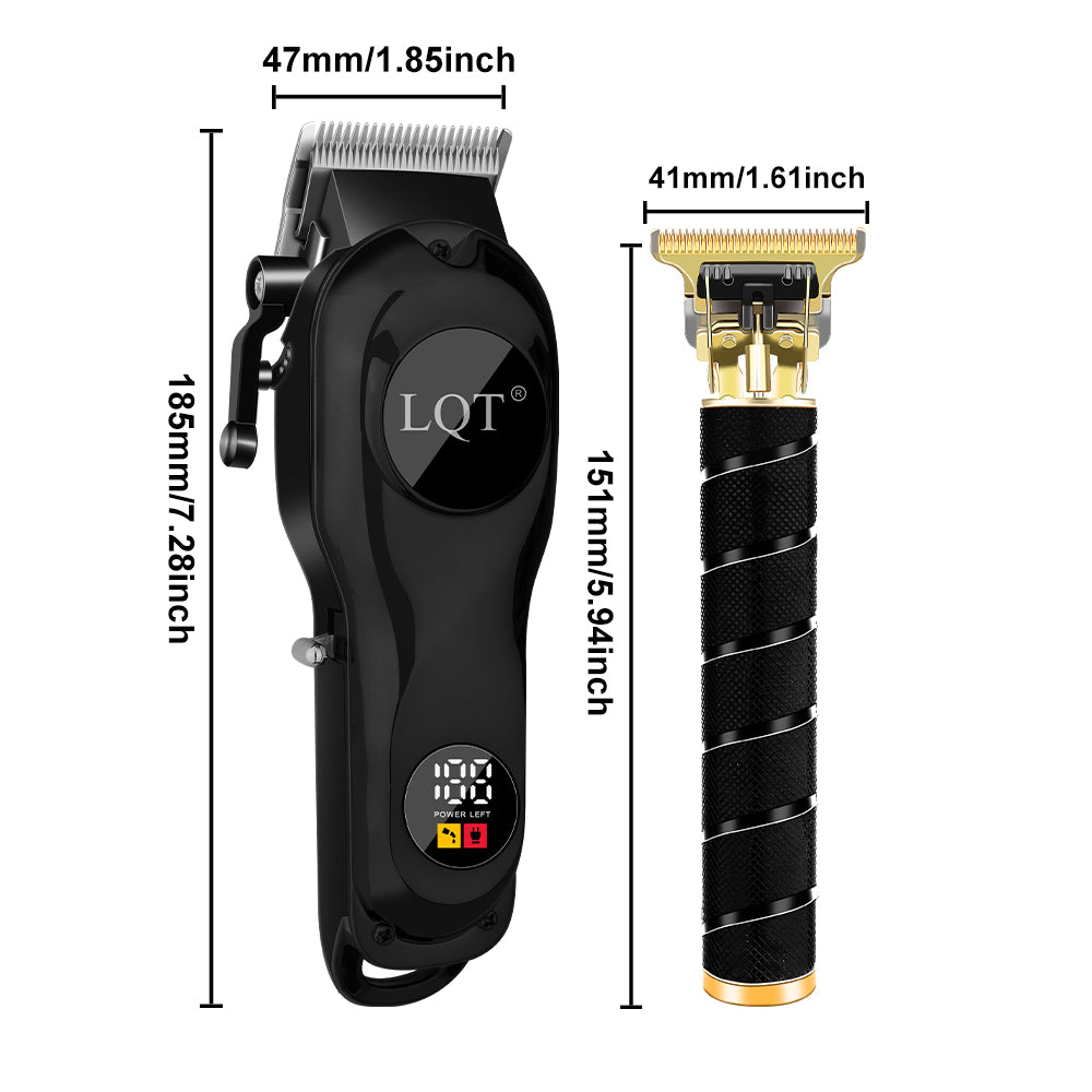 LQT Opulent Black-Textured Gold-Edge Dual-Unit Professional Grooming Set