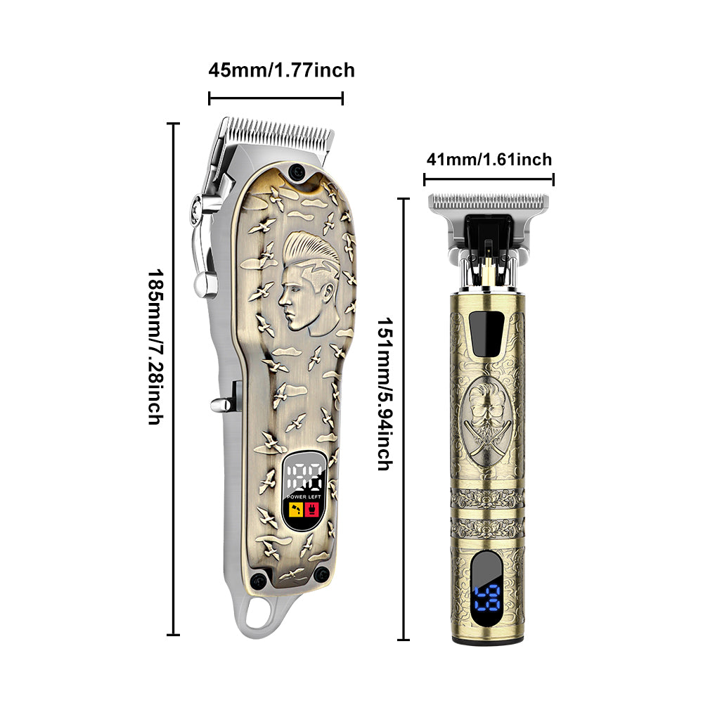 LQT Opulent Vintage-Bronze Stylist-Embossed Dual-Digital Clipper Grooming Kit