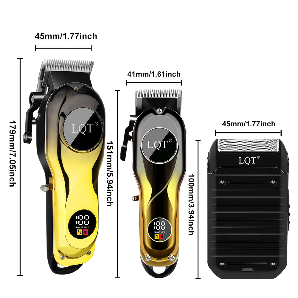 LQT Opulent Black-Gold Gradient Textured Men's Grooming Kit