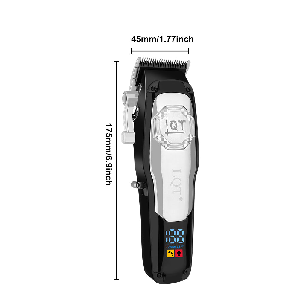 LQT Opulent Black-White Contrast Brand-Emblem Digital Clipper Grooming Kit