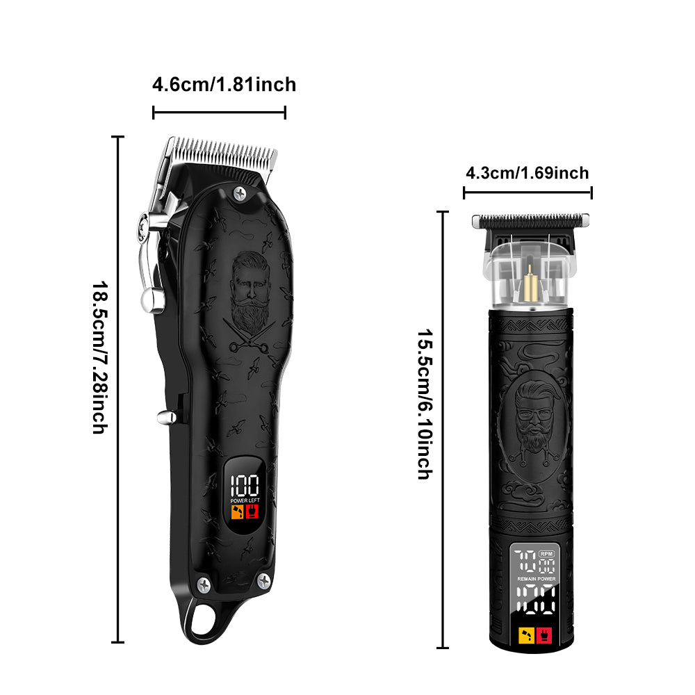 LQT Opulent All-Black Stylist-Embossed Dual-Digital Clipper Grooming Kit