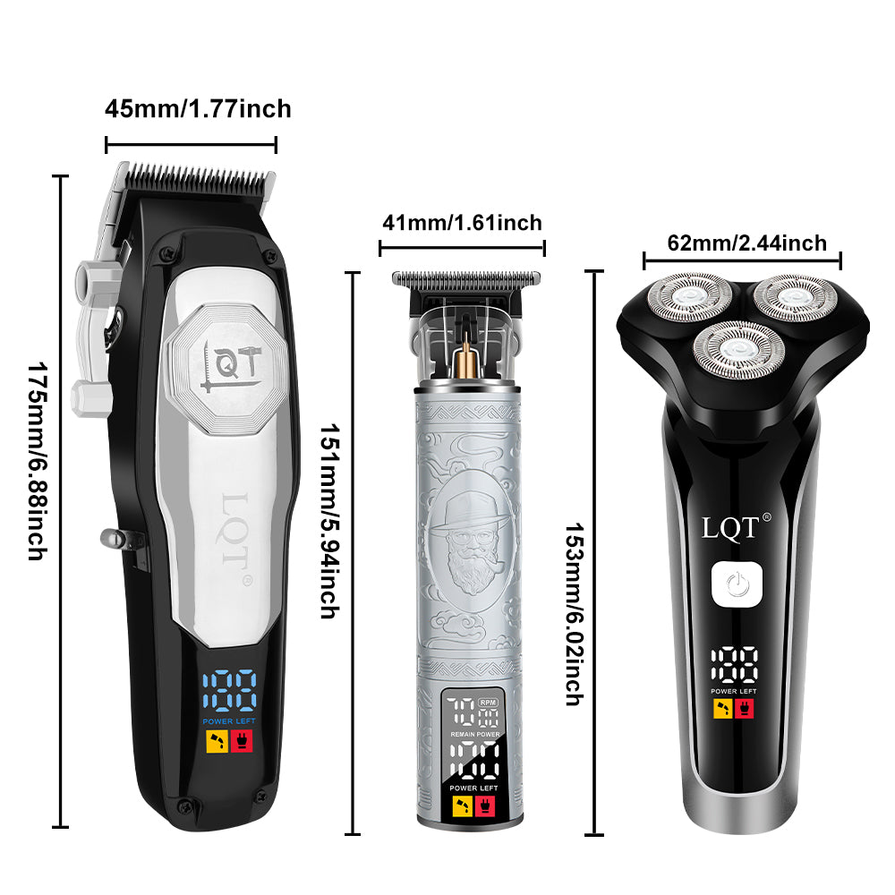 LQT Opulent Silver Retro Gentleman-Embossed Men's Grooming Kit