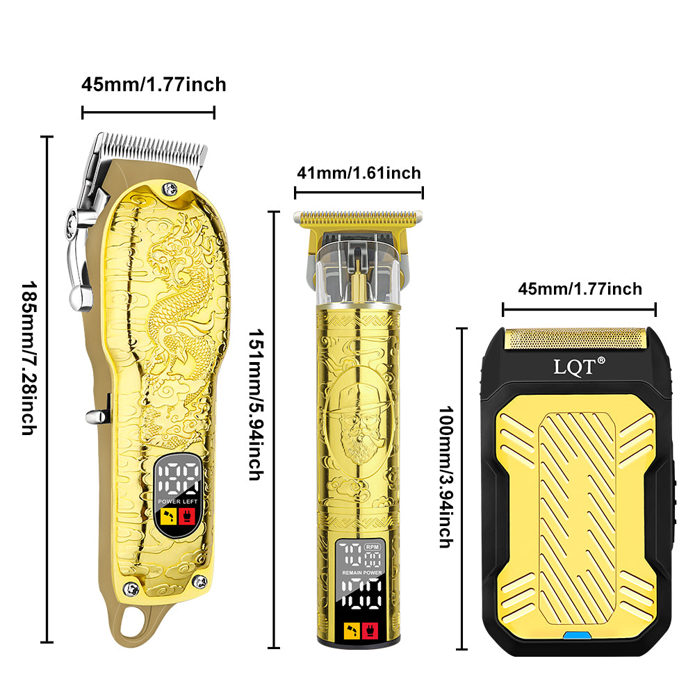 LQT Opulent Gilded Digital-Dual Clipper Dragon-Pattern Grooming Set