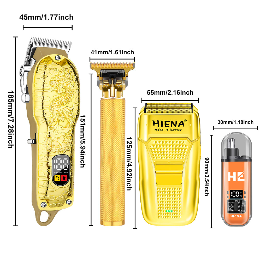 HIENA Opulent Gilded Dragon-Embossed Professional Hair Grooming Kit